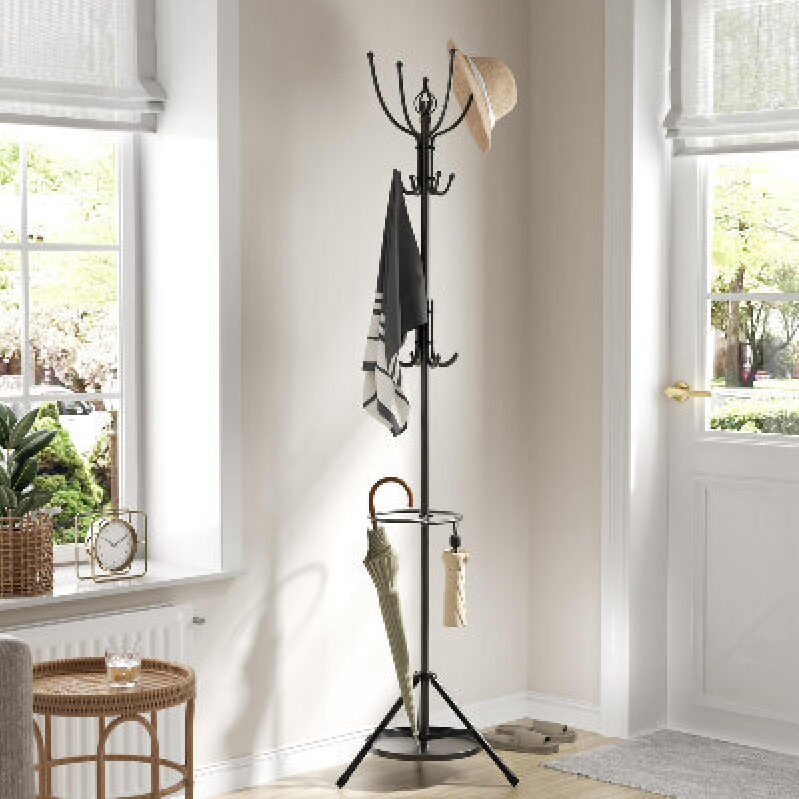 67 Inch Tall Metal Coat Rack with Umbrella Stand