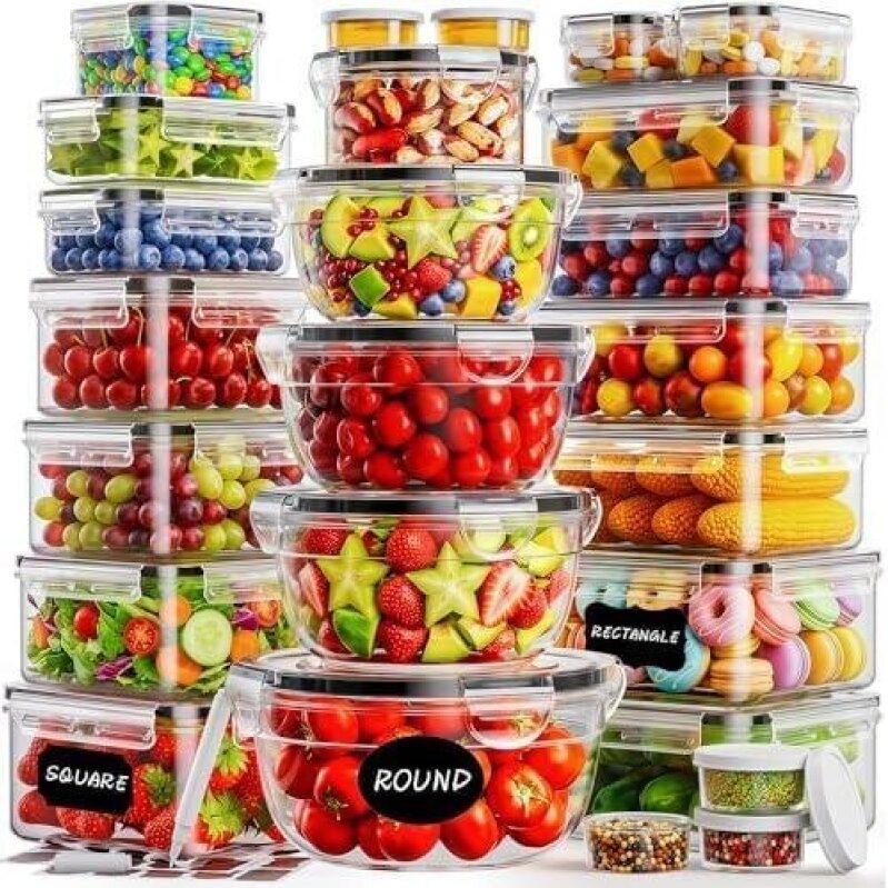 50-Piece Reusable Food Storage Containers Set with Labels and Seals - 40% OFF