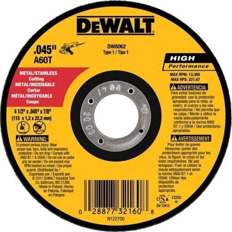 DEWALT 4 1/2 Cut Off Wheel, Angle Grinder Cutting Disc - 5 Pack