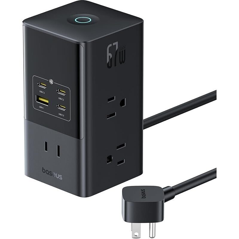 Baseus 10-in-1 67W 6-Outlet 4-USB Charging Station with 5ft Cord