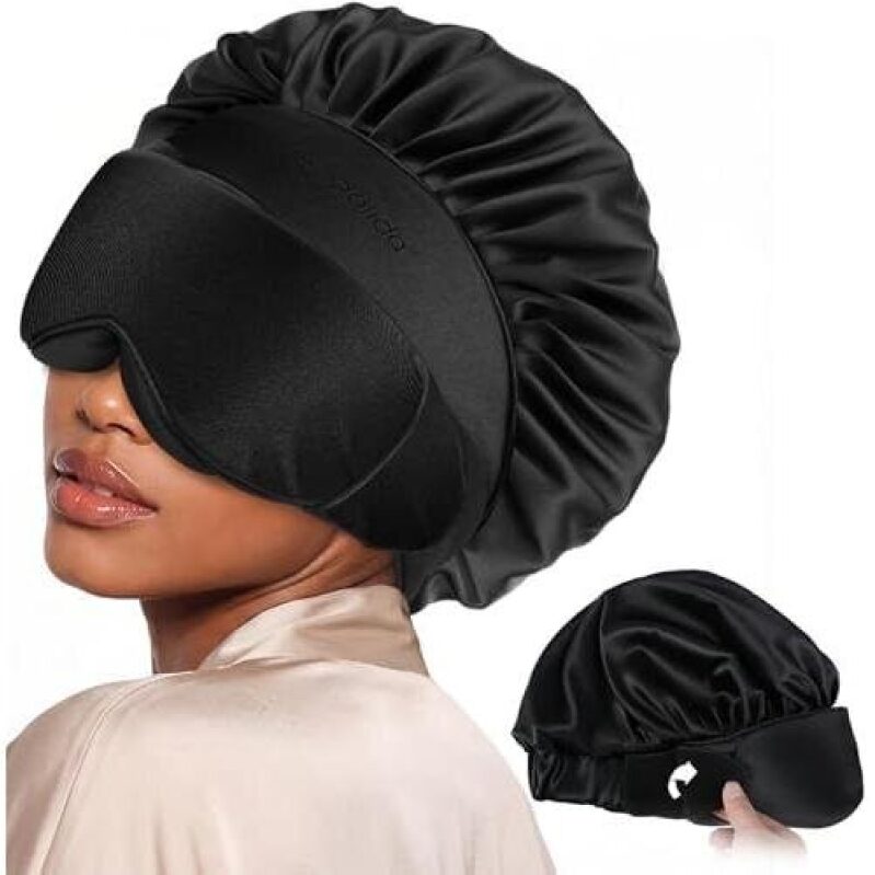 Silk Satin Sleep Cap with Eye Mask - Ideal for Women and Men