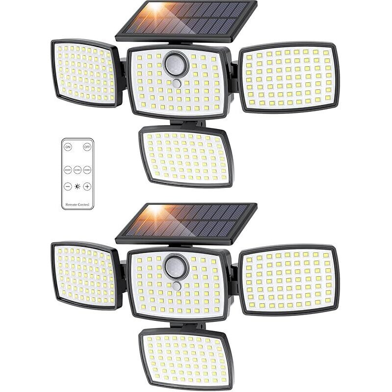 2-Pack Ultra-Bright 3000LM Outdoor Solar Lights with Motion Sensor