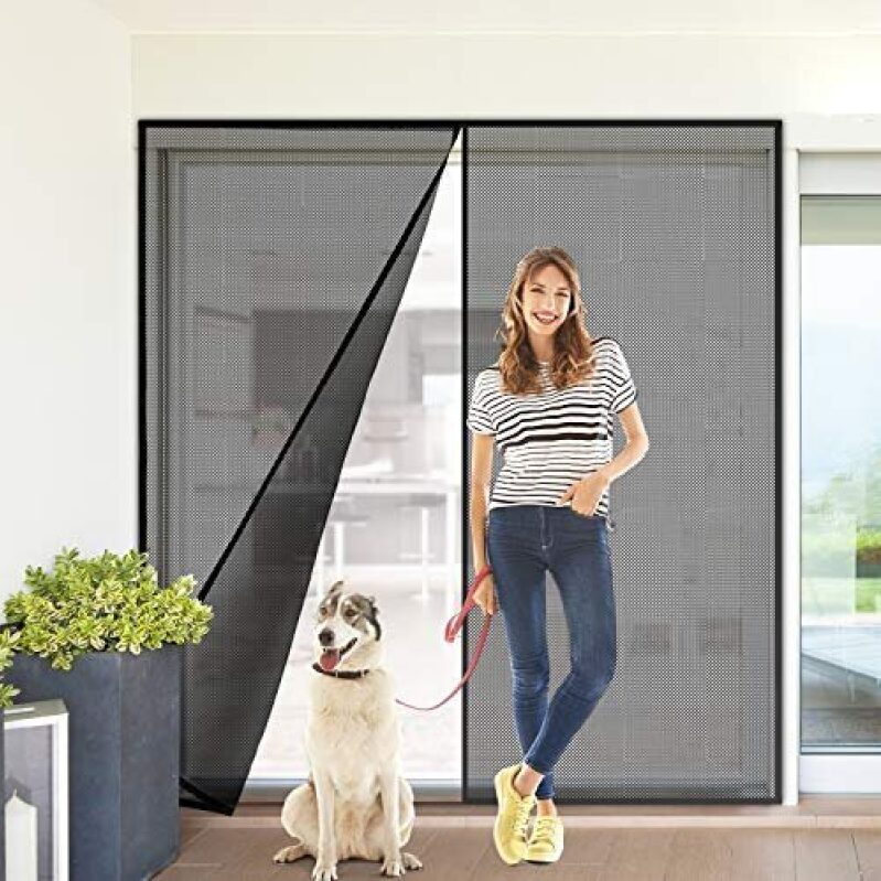 Magnetic Automatic Sliding Screen Door - 78x80'' Large Size