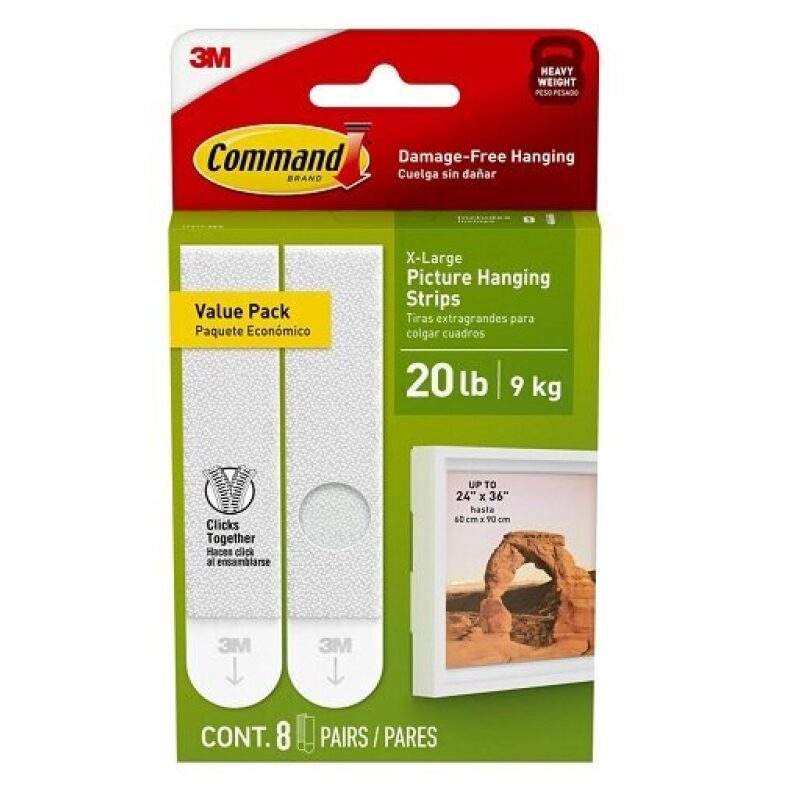 Command 20 lb XL Double-Sided Adhesive Hanging Strips - 8 Pairs on Sale