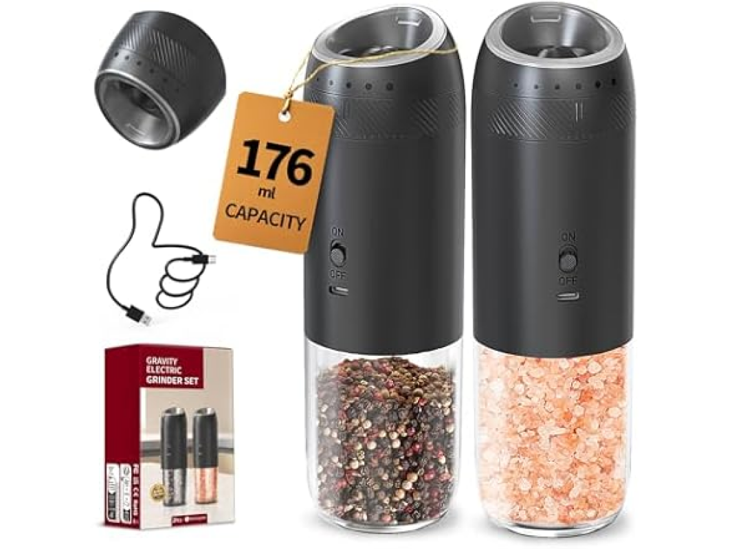 Circle Joy Gravity Electric Salt and Pepper Grinder Set