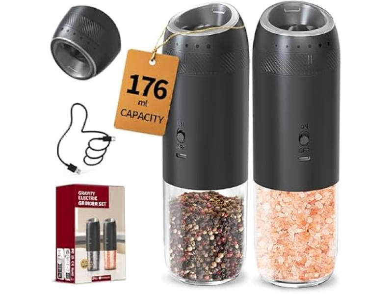 Circle Joy Gravity Electric Salt and Pepper Grinder Set