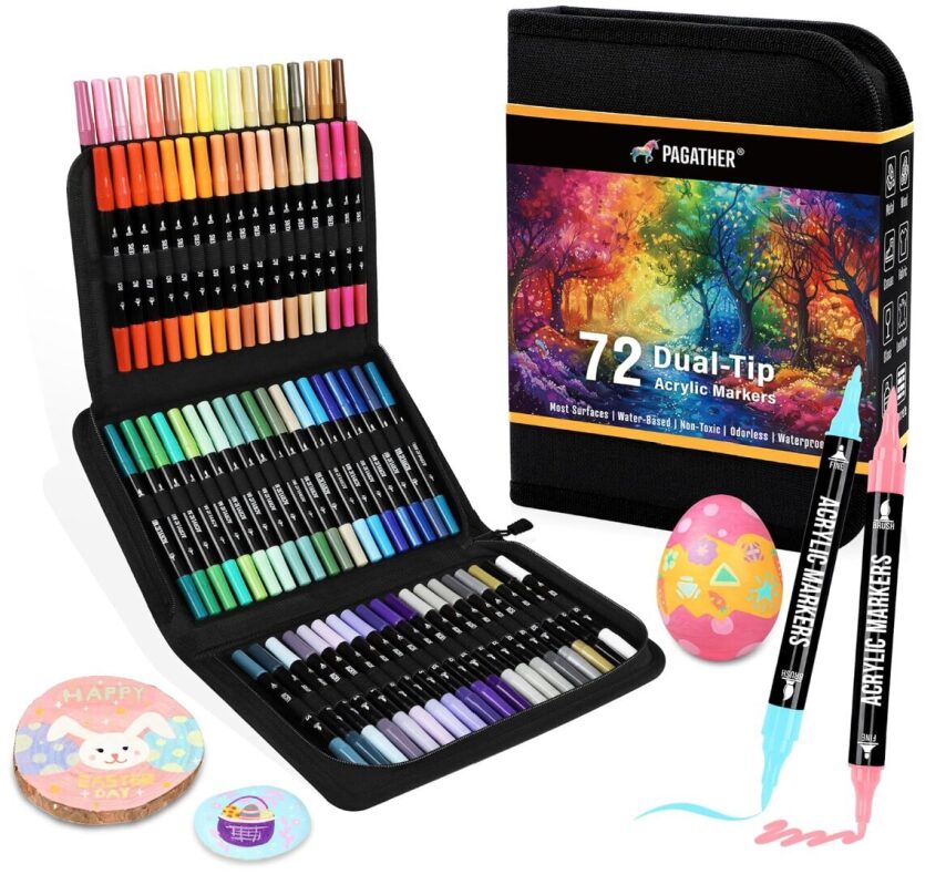 72 Color Acrylic Markers Set - Dual-Tip Markers for DIY, Crafts, and More