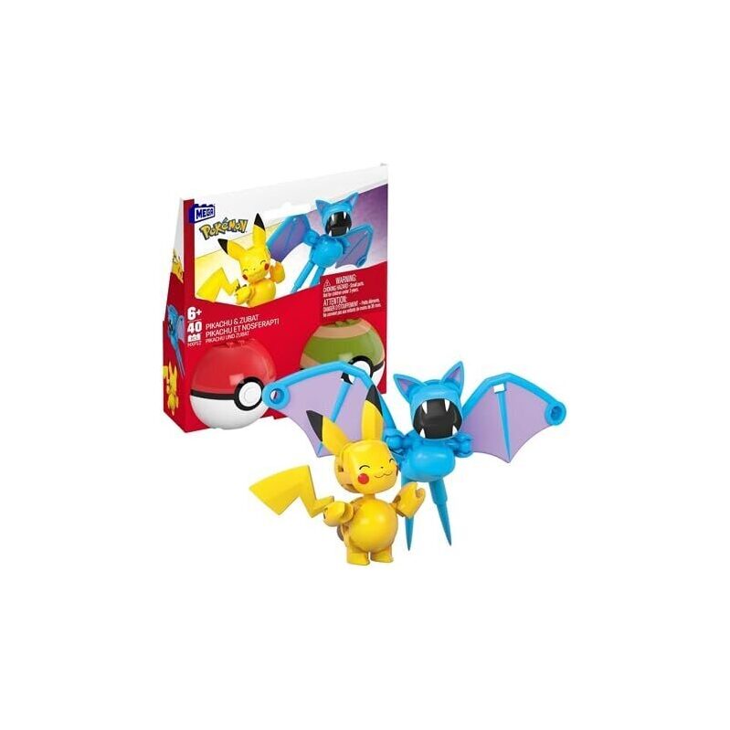 MEGA Pokemon Building Toys Set Pikachu & Zubat with Poke Balls