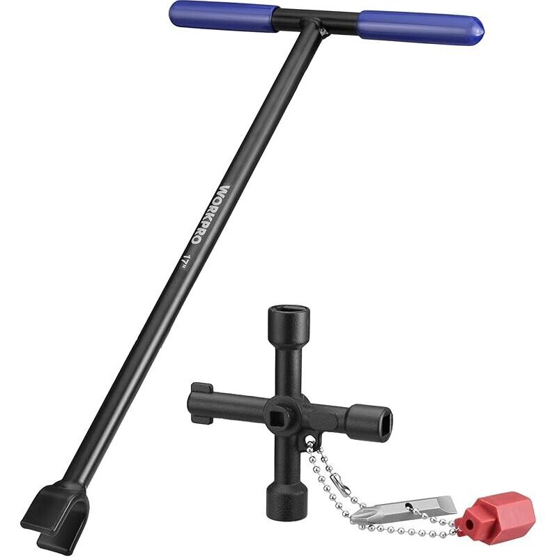 Heavy Duty 17-inch Water Meter Key with 4-Way Utility Key