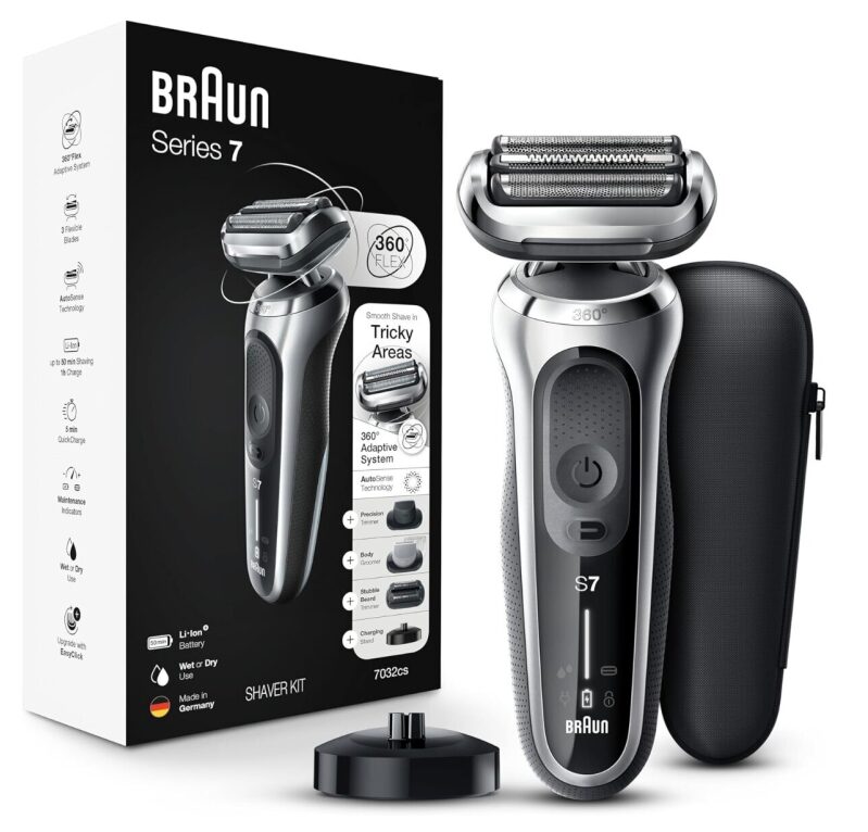 Braun Series 7 7032cs Flex Electric Shaver for Men - Wet & Dry, Rechargeable, Cordless