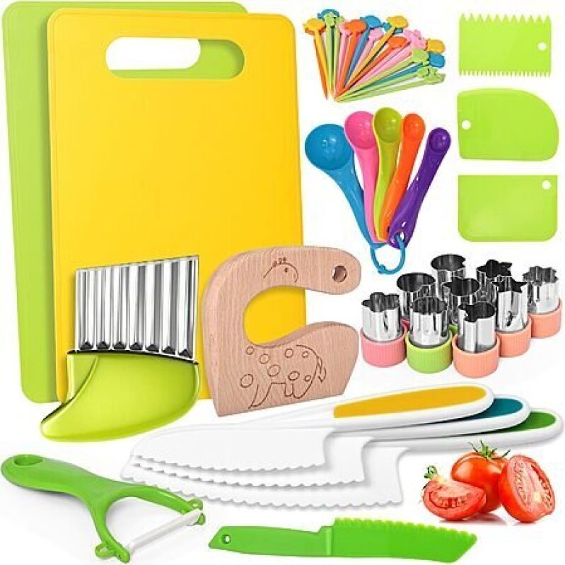 46 PCS Kids Knife Set for Real Cooking - Montessori Kitchen Toys