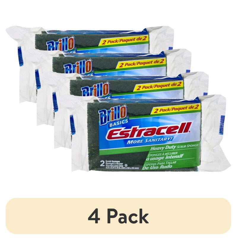 4-Pack Brillo Estracell Heavy Duty Scrub Sponges 2ct