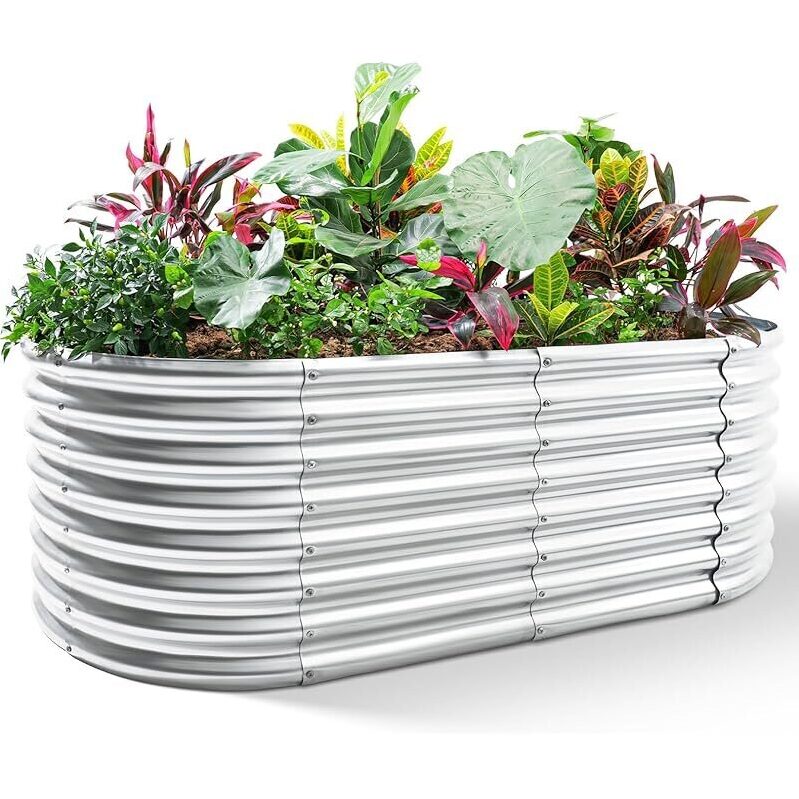 24-inch Galvanized Raised Garden Bed Kit - Perfect for Growing Vegetables, Fruits, and Flowers