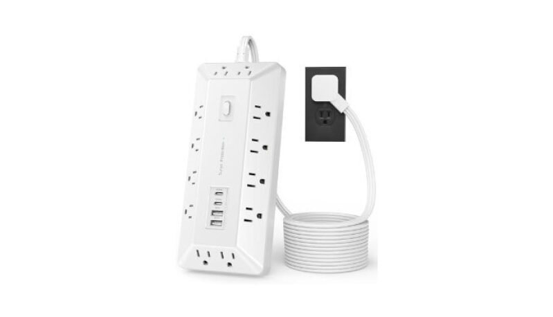 6 Ft Power Strip with Surge Protector 1800J, Extension Cord with Multiple Outlets