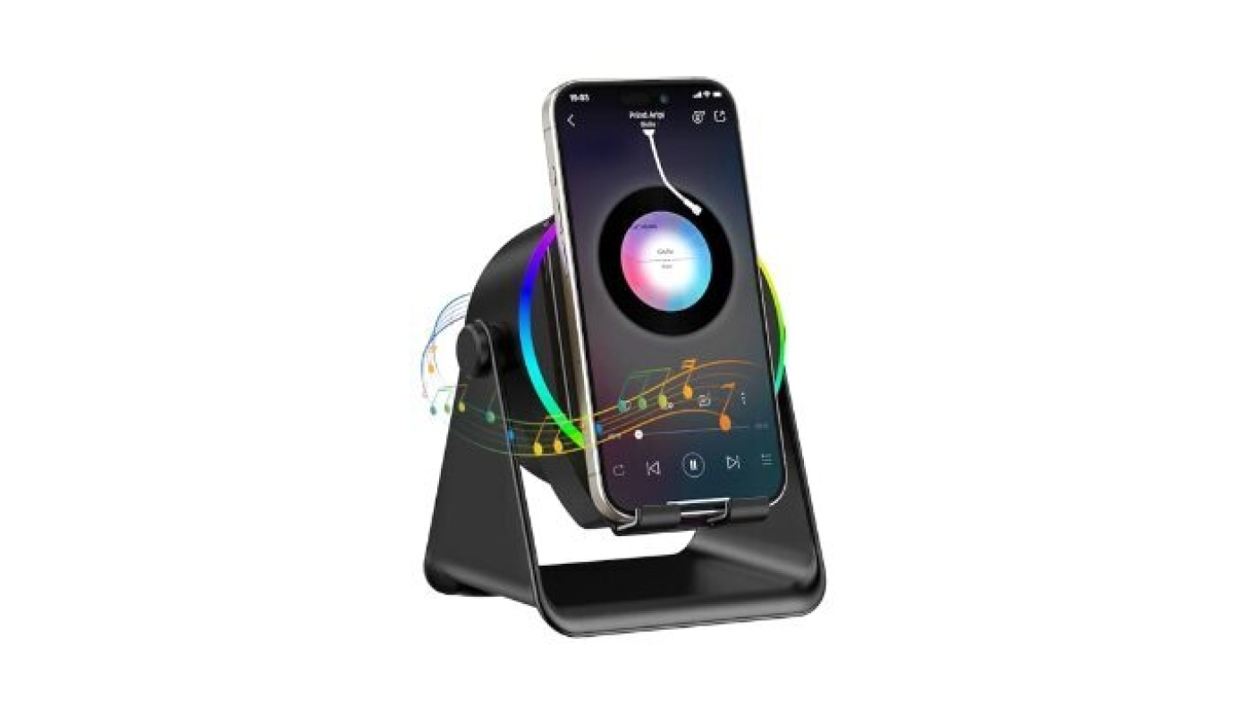 TARKARI 5 in 1 Wireless Induction Speaker: Premium Bluetooth Speaker with Cell Phone Stand and Ambient Light