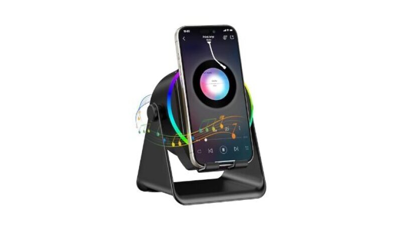 TARKARI 5 in 1 Wireless Induction Speaker: Premium Bluetooth Speaker with Cell Phone Stand and Ambient Light