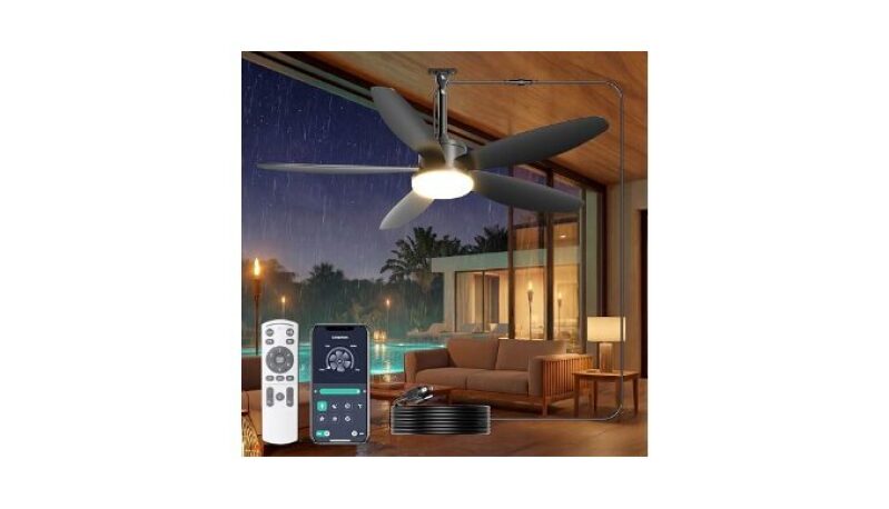 Phylluz Outdoor Ceiling Fan with Lights - 42 Inch Plug-in Fan for Patios and Gazebos