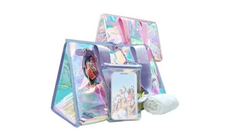 26L Iridescent Beach Bag Set - Purple Tote Bag