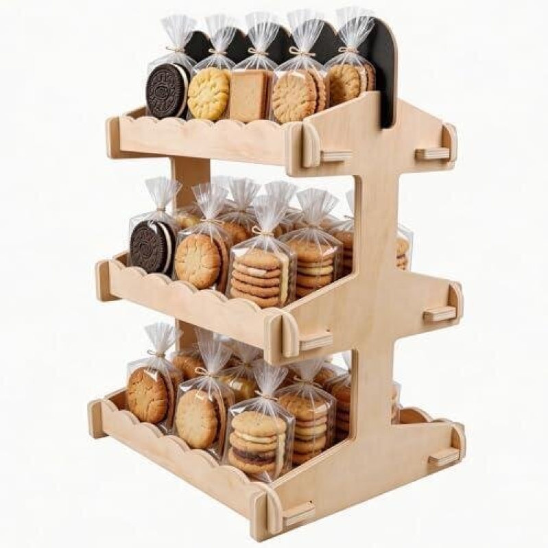 50% Off: Elegant Wooden Three-Tier Sweets Display