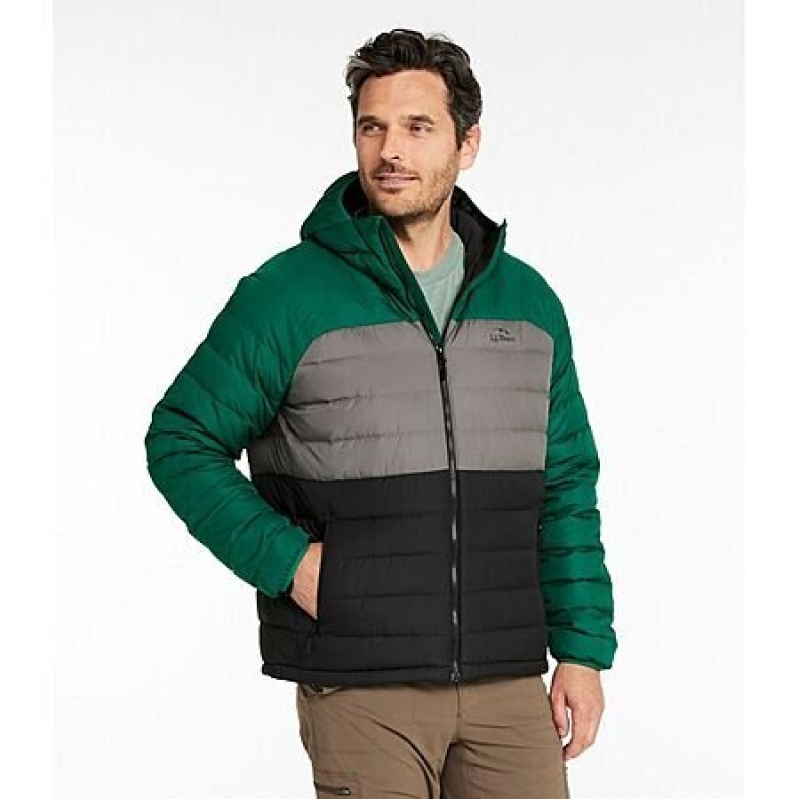 L.L.Bean Men's Down Hooded Colorblock Jacket - Discounted Price