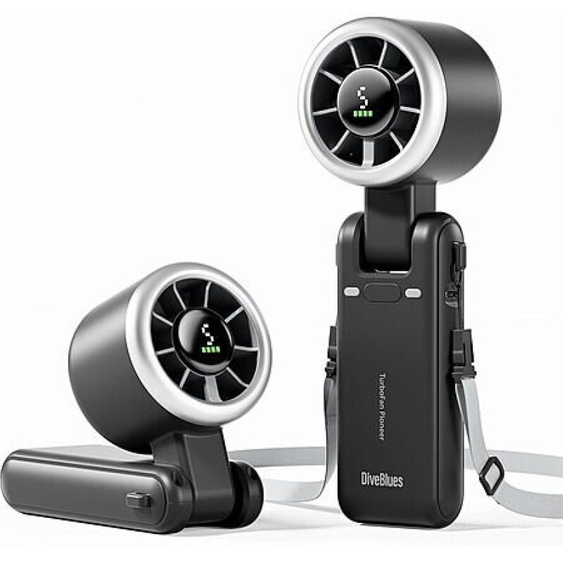 DiveBlues 4000mAh USB-C Rechargeable Foldable Handheld Turbo Fan - Best Value for Summer