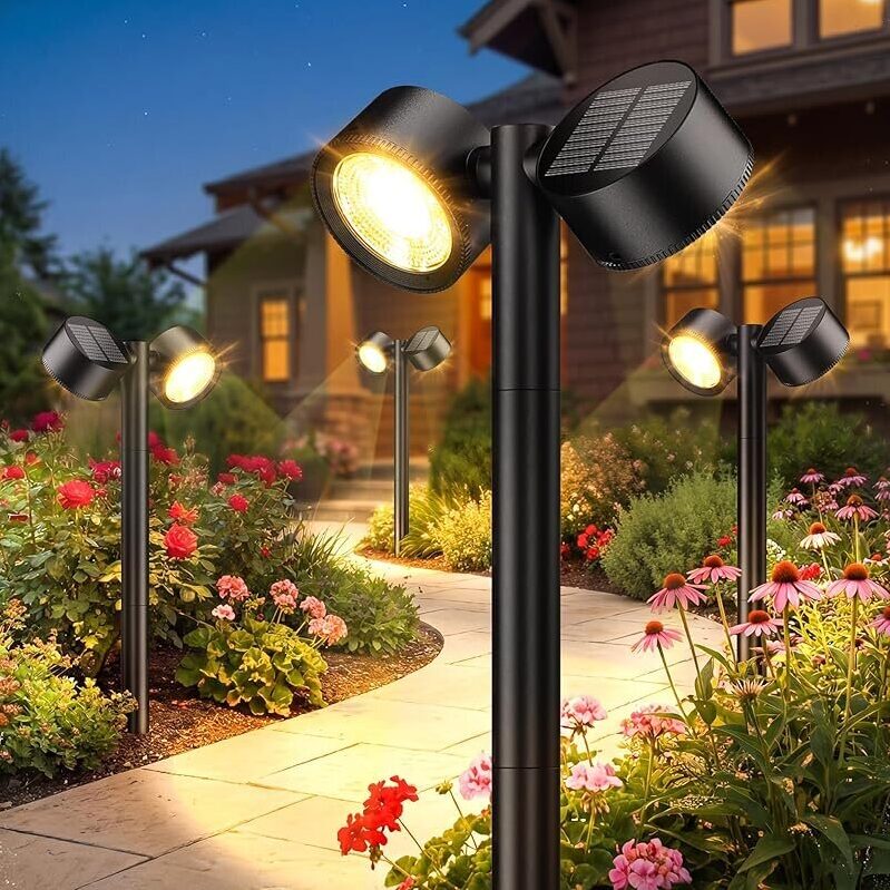 AOUNQ 24-in Solar Pathway Lights - Twin-Head Design, 10-Foot Illumination