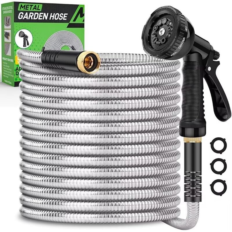 Heavy Duty Stainless Steel Garden Hose - 50ft