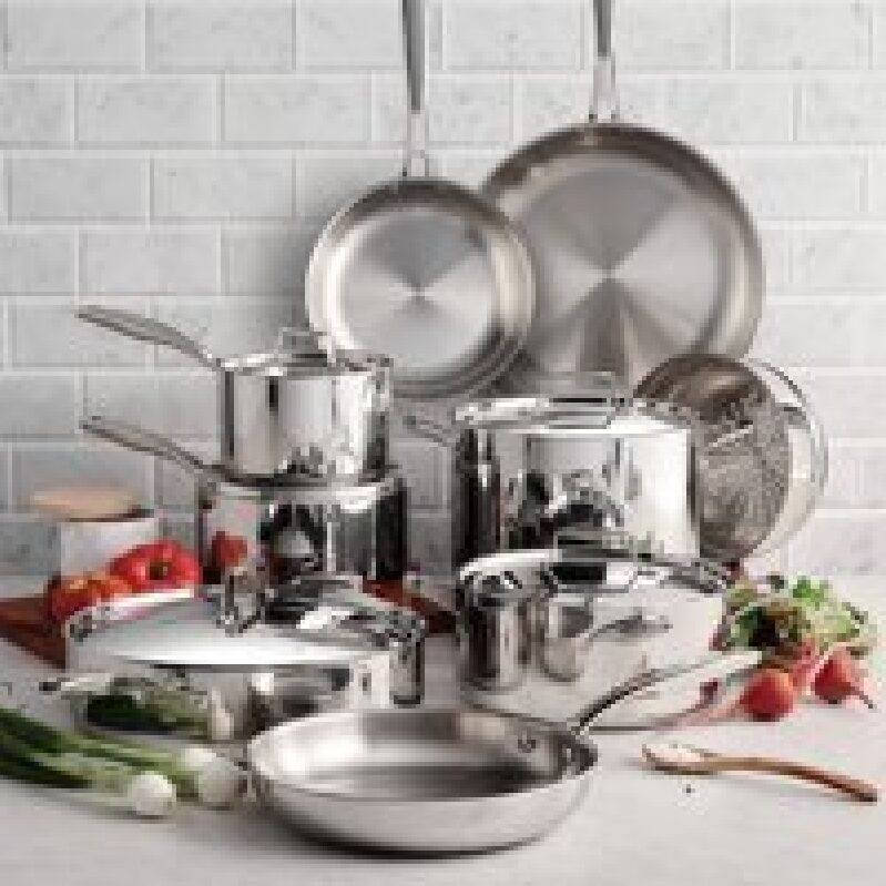 Tramontina 14-Pc Tri-Ply Clad 18/10 Stainless Steel Cookware Set - Premium Quality