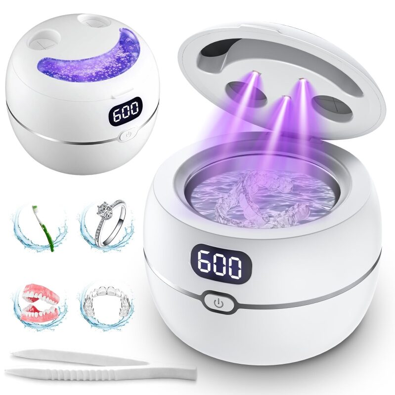 Qywuew 220ml Ultrasonic Denture Jewelry Cleaner with UV