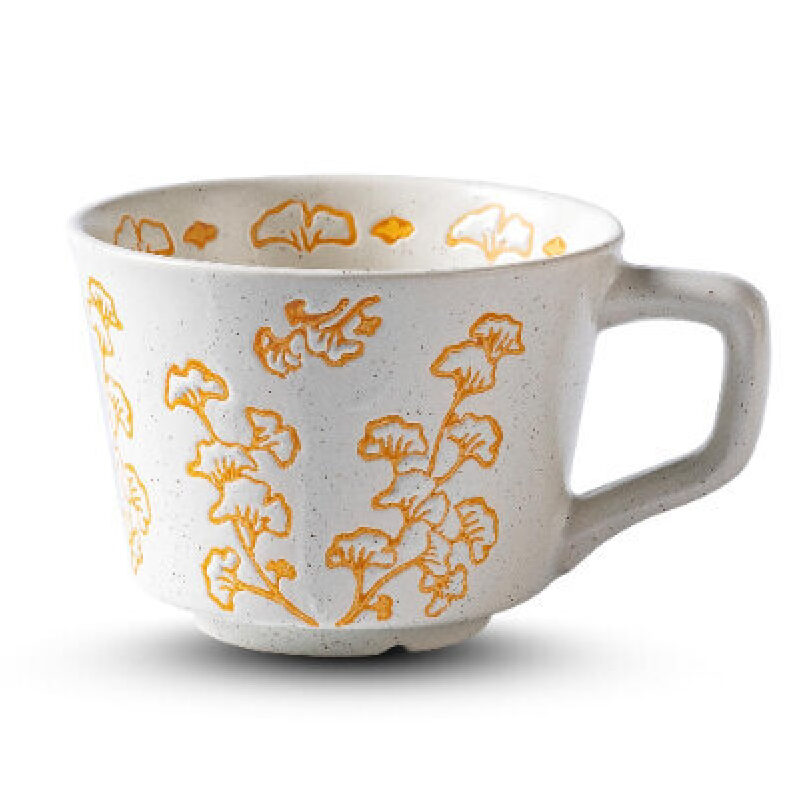 Elegant 11oz Ceramic Mug with Gingko Leaf Design