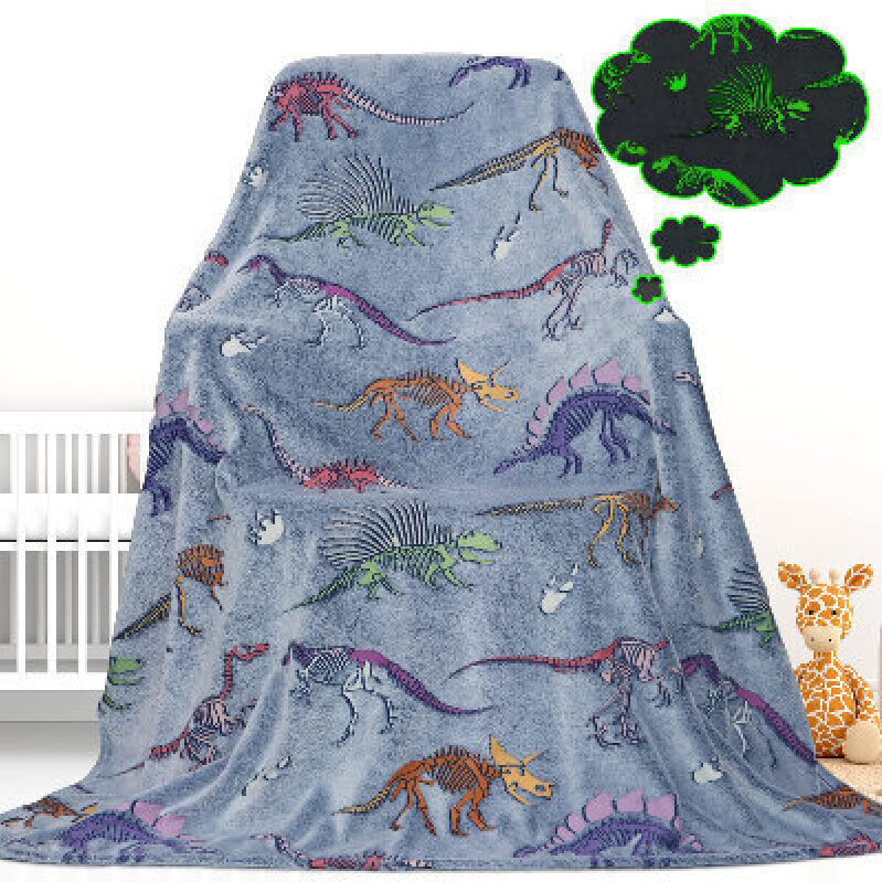 Gdindff Glow-in-the-Dark Dinosaur Blanket - 50'x60', Perfect for Kids