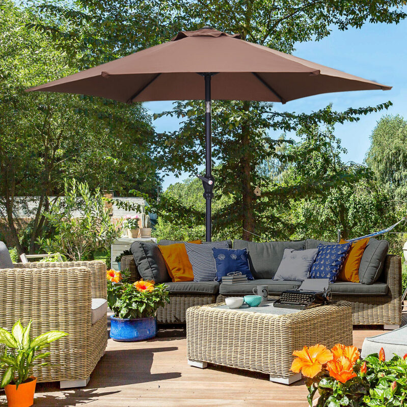 Durable 7.5FT Patio Umbrella with Push Button Tilt and Crank