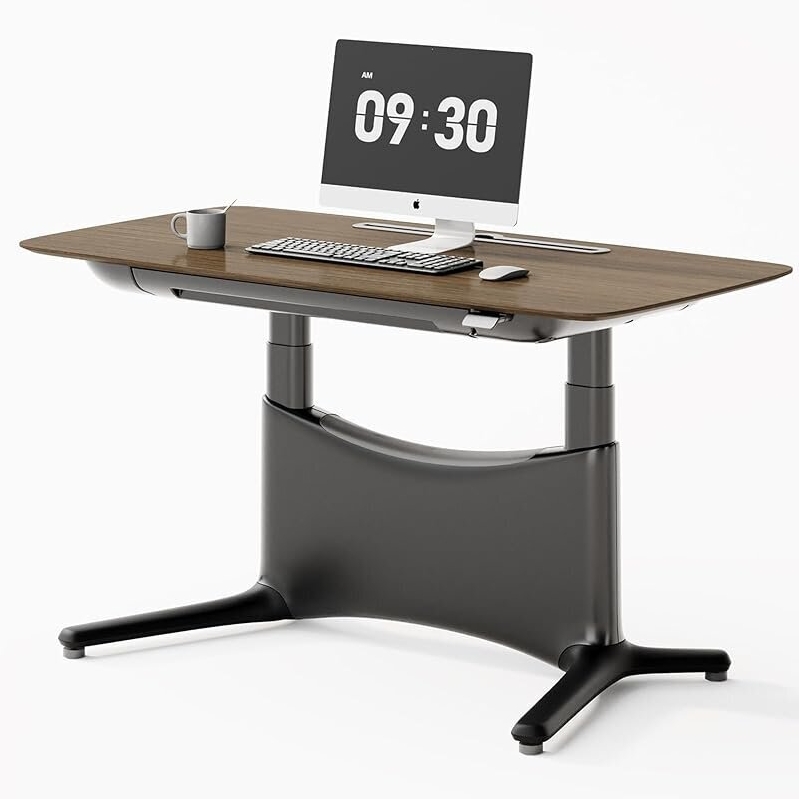 Colamy 55x28-in Dual Motor Electric Standing Desk - Walnut + Black