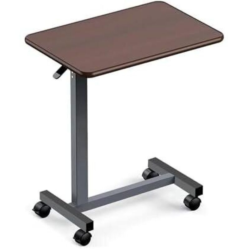 Adjustable Height Rolling Bedside Table with Pneumatic Lift - 33% Discount