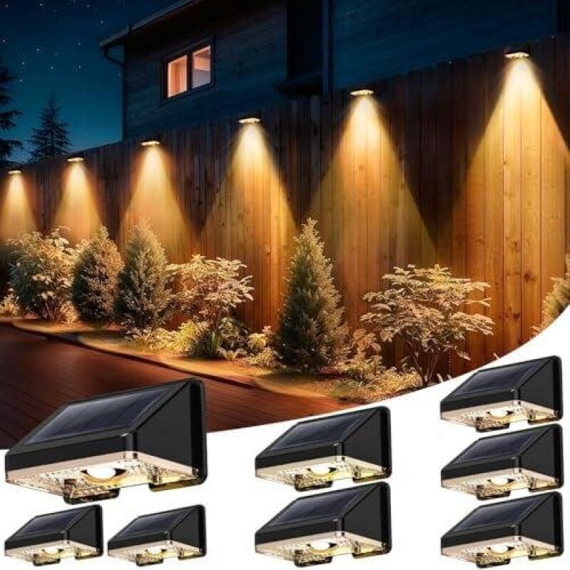 8-Pack Solar Powered Fence Lights for Backyard - 50% Discount