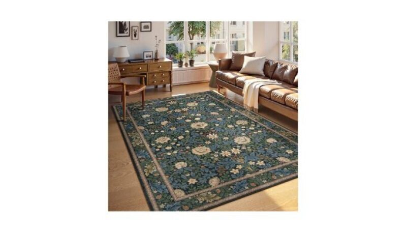Elegant Boho Floral Rug for Living Room - Non-Slip, Durable, and Stain Resistant