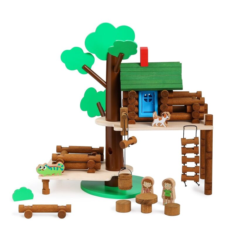 SainSmart Jr. 2-Tier Wooden Tree House Building Set - Fun and Educational Toy for Kids
