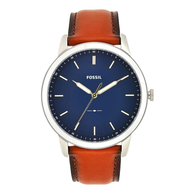 Fossil Men's Minimalist Quartz Stainless Steel Watch with Blue Dial