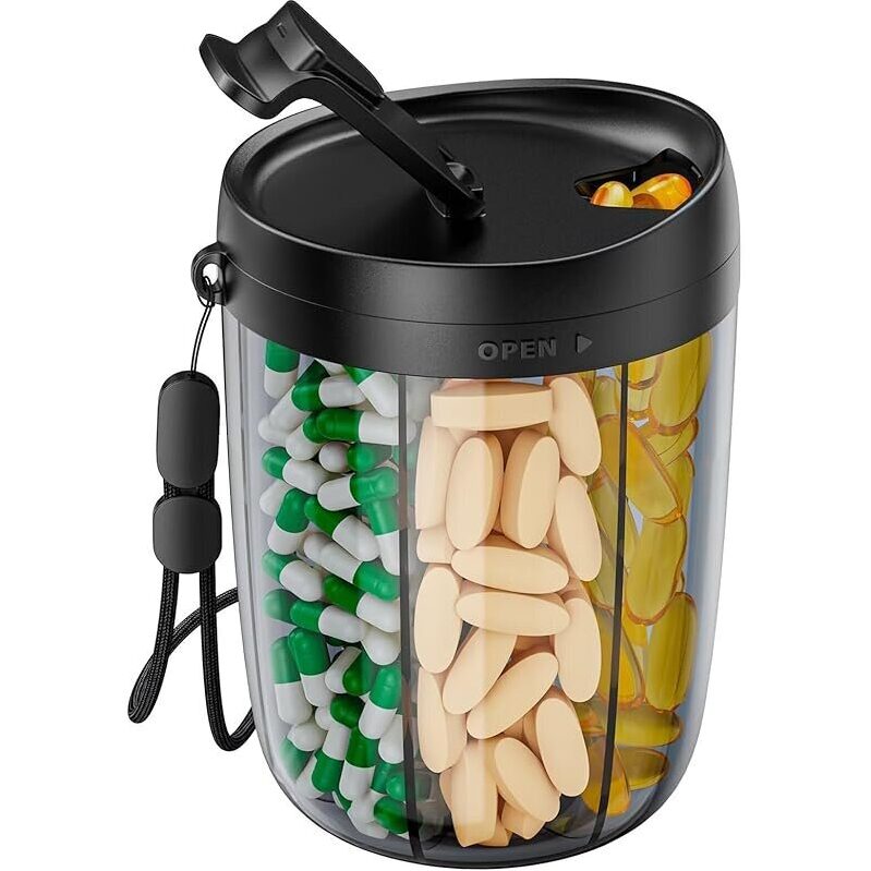 PULI Large Pill Bottle Organizer with 20 Stick-on Labels - Perfect for Organizing Your Medication