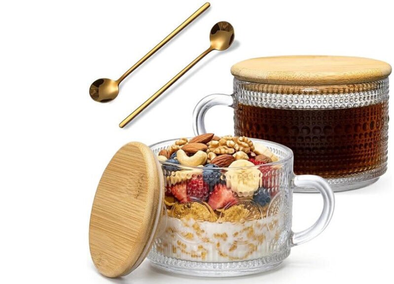 Elegant Retro Embossed Glass Coffee Cups - 2 Pack