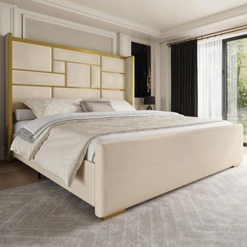 Luxurious Velvet Bed Frame with Silent Assembly - 40% Discount