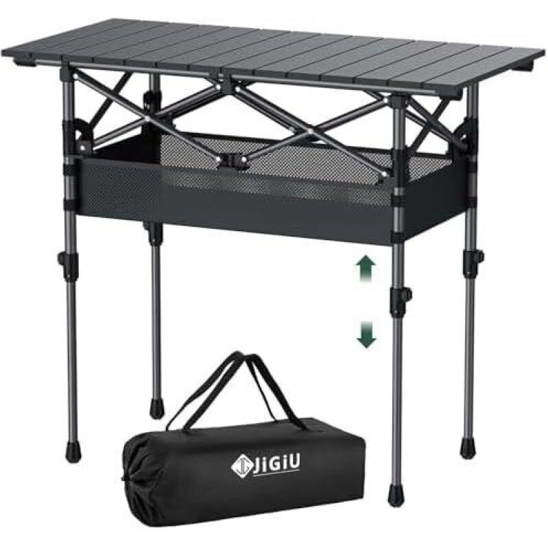 Foldable Aluminum Camping Table - 50% OFF, Double-Layer Adjustable
