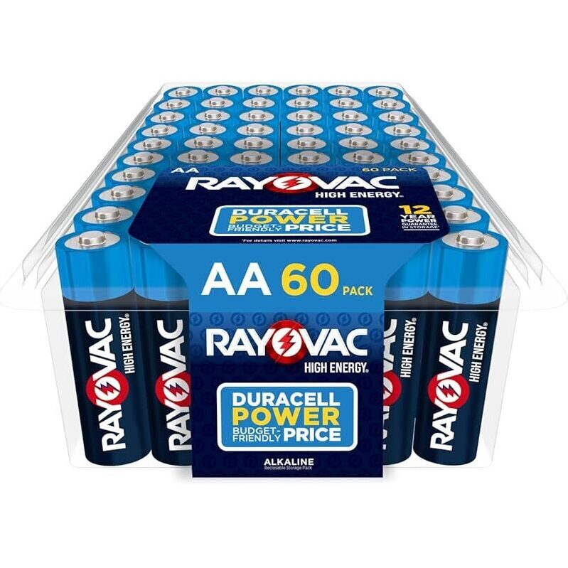 60-Count Rayovac AA Batteries, Double A Battery Alkaline