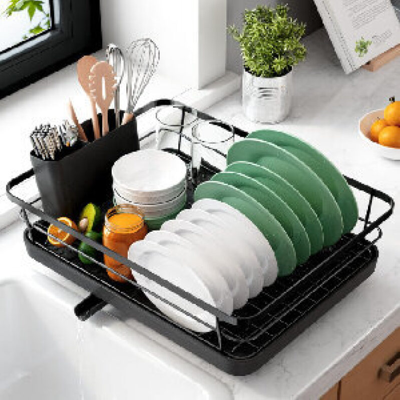 Sleek Stainless Steel Dish Drying Rack for Kitchen Efficiency