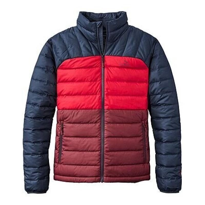 L.L.Bean Men's Colorblock Down Jacket - Burgundy/Nautical Navy