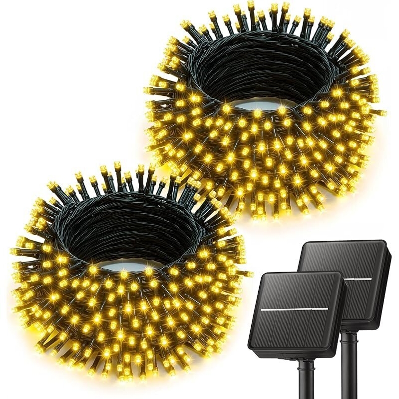 Brightown 2-Pack Solar Outdoor String Lights - 80ft 200-LED Waterproof