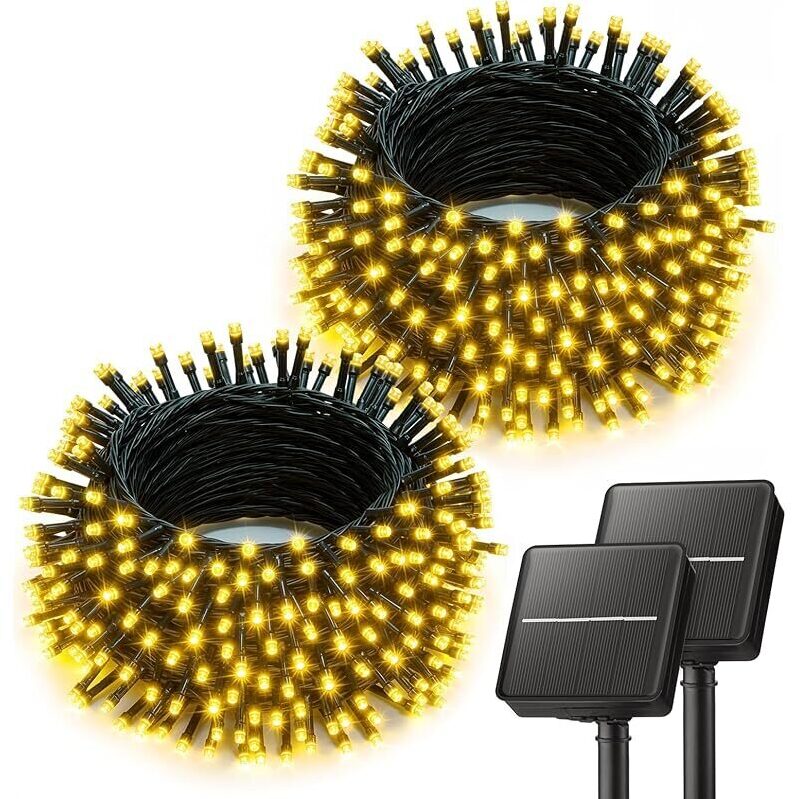 Brightown 2-Pack Solar Outdoor String Lights - 80ft 200-LED Waterproof