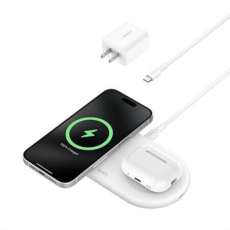 Belkin 2-in-1 Wireless Charging Pad w/ Qi2 15W - MagSafe Compatible