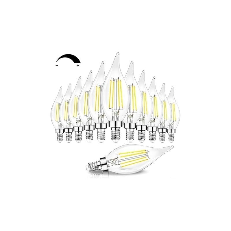 12-Pack Dimmable E12 Candelabra LED Bulbs - Long-Lasting, Cost-Efficient Lighting