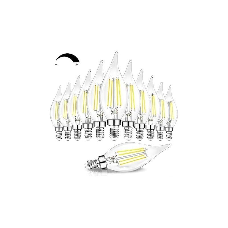 12-Pack Dimmable E12 Candelabra LED Bulbs - Long-Lasting, Cost-Efficient Lighting